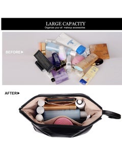 Excefore Large Makeup Bag, Personalized Double Layer Cosmetic Bag with Makeup Brush Organizer, Waterproof, Large Capacity PU Leather Travel Toiletry Bag, Perfect Graduation Gift  - Image 3