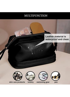 Excefore Large Makeup Bag, Personalized Double Layer Cosmetic Bag with Makeup Brush Organizer, Waterproof, Large Capacity PU Leather Travel Toiletry Bag, Perfect Graduation Gift  - Image 5