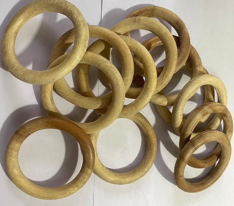 OMX Round Wooden Rings 2.84 inches (72 MM), Set of 12 PC Rings - Macrame, DIY Art and Craft, Jhula, Toran, Bag, Bunting, Door Hanging, Wall Hanging (2.8 Inch) - Image 1