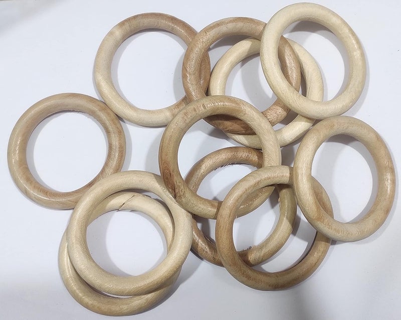 OMX Round Wooden Rings 2.84 inches (72 MM), Set of 12 PC Rings - Macrame, DIY Art and Craft, Jhula, Toran, Bag, Bunting, Door Hanging, Wall Hanging (2.8 Inch) - Image 3