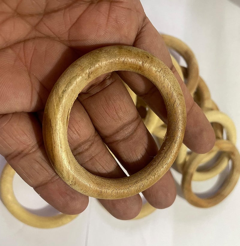 OMX Round Wooden Rings 2.84 inches (72 MM), Set of 12 PC Rings - Macrame, DIY Art and Craft, Jhula, Toran, Bag, Bunting, Door Hanging, Wall Hanging (2.8 Inch) - Image 2
