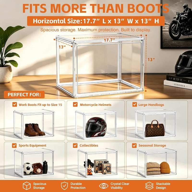 DAYOOH Extra Large Clear Storage Box for Cowboy Boots,Helmets,Large Handbag | For western style boots, motorcycle helmets, handbags, collectibles & seasonal storage while keeping everything organized - Image 4
