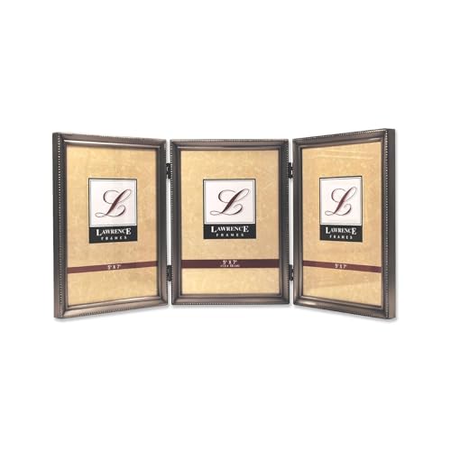 Lawrence Frames Bead Border Design, 5x7 Triple, Pewter - Image 1