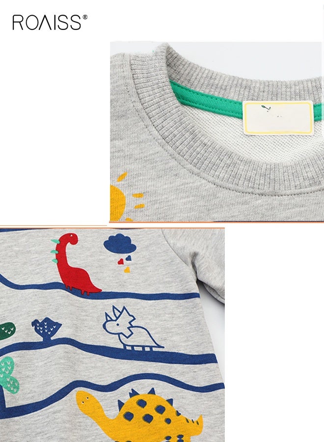 roaiss Toddler Boys Stylish Sweatshirt, Crew Neck Long Sleeve Pullover with Adorable Pattern, Suitable for Daily Wear or Any Occasion - Image 3