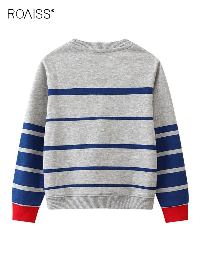 roaiss Toddler Boys Stylish Sweatshirt, Crew Neck Long Sleeve Pullover with Adorable Pattern, Suitable for Daily Wear or Any Occasion - Image 2