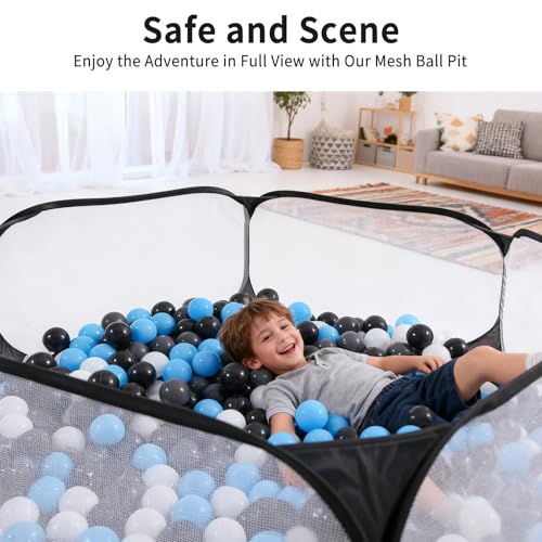 Heopeis Kids Ball Pit Large Pop Up Toddler Ball Pits 47inches Play Tent for Toddlers Girls Boys for IndoorOutdoor Play Tent with Carry Tote Balls Not Included Black - Image 5