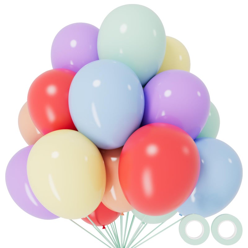 KUULBELA 110pcs Pastel Balloons 12 Inch, Pastel color balloons Assorted Latex Ballons for Birthday Party DecorationsBaby Shower Wedding(with 2 Ribbons). - Image 1