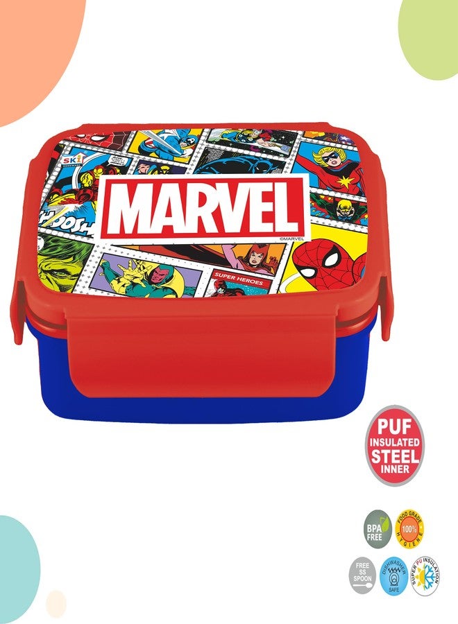 SKi Homeware SKI Crunchy Insulated 2 Grid bento Lunch Box with Stainless Steel Inner and a Spoon-Cum-Fork- Avengers - Image 4