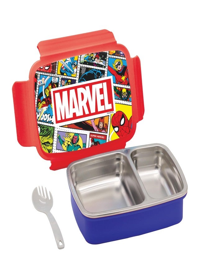 SKi Homeware SKI Crunchy Insulated 2 Grid bento Lunch Box with Stainless Steel Inner and a Spoon-Cum-Fork- Avengers - Image 1