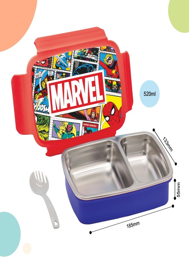 SKi Homeware SKI Crunchy Insulated 2 Grid bento Lunch Box with Stainless Steel Inner and a Spoon-Cum-Fork- Avengers - Image 3