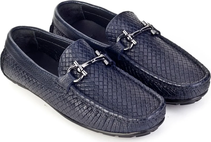 كاباني Men's Laser Detailed Loafer Casual Shoes 010M823A Navy Blue