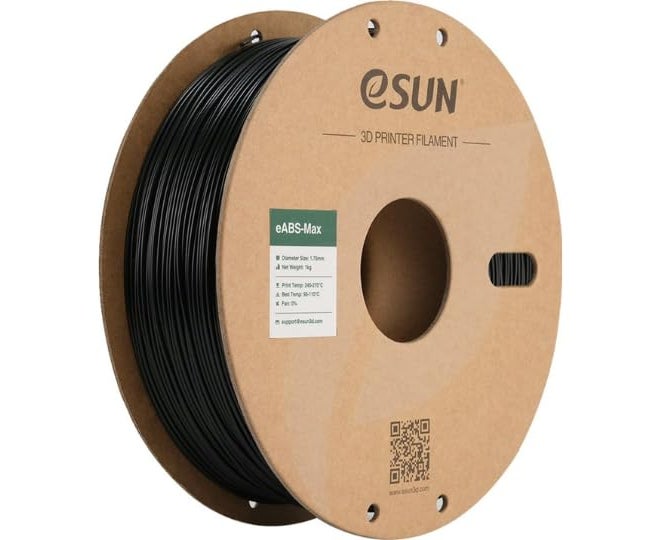3idea خيوط e-Sun ABS MAX 1.75 مم، خيوط طابعة ثلاثية الأبعاد عالية السرعة للطباعة السريعة، بكرة 1 كجم لخيوط الطباعة ثلاثية الأبعاد للطابعات ثلاثية الأبعاد عالية السرعة، أسود - Image 1