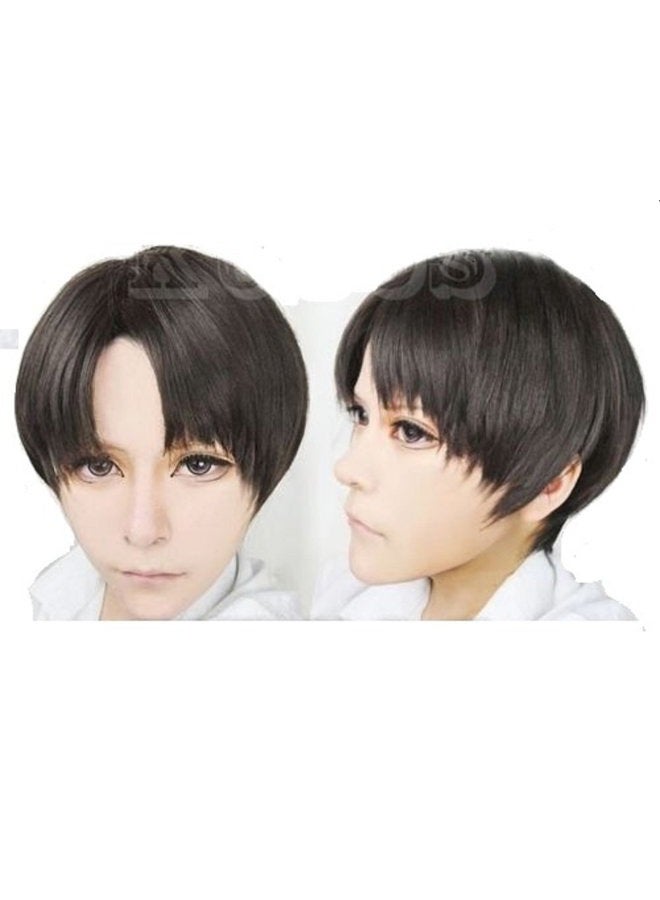 Mainlead For Cosplay Attack on Titan Black Levi Rivaille Wig - Image 1