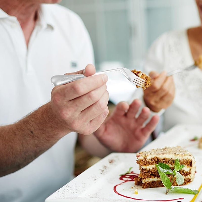 2Pcs Curved Self Feeding Forks for Elderly Ergonomic Angled Design Durable Dining Utensils - Image 2