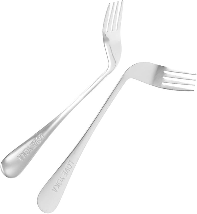 2Pcs Curved Self Feeding Forks for Elderly Ergonomic Angled Design Durable Dining Utensils - Image 1
