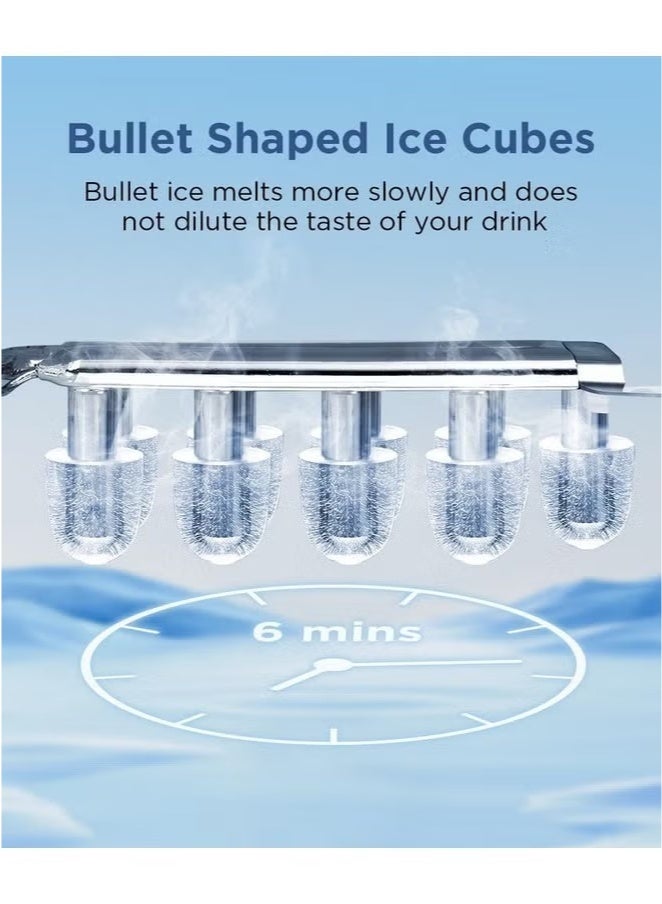 Valshar Ice Maker Countertop with Handle, Self-Cleaning Ice Maker with Scoop and Basket, 9 Cubes in 7-9 Mins, 12Kg/24H, 1.2L Water Tank, 0.6L Ice Basket Capacity, 95W, Portable Small Ice Machine for Home kitchen Office Party Black - Image 3