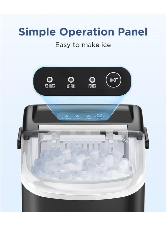 Valshar Ice Maker Countertop with Handle, Self-Cleaning Ice Maker with Scoop and Basket, 9 Cubes in 7-9 Mins, 12Kg/24H, 1.2L Water Tank, 0.6L Ice Basket Capacity, 95W, Portable Small Ice Machine for Home kitchen Office Party Black - Image 5