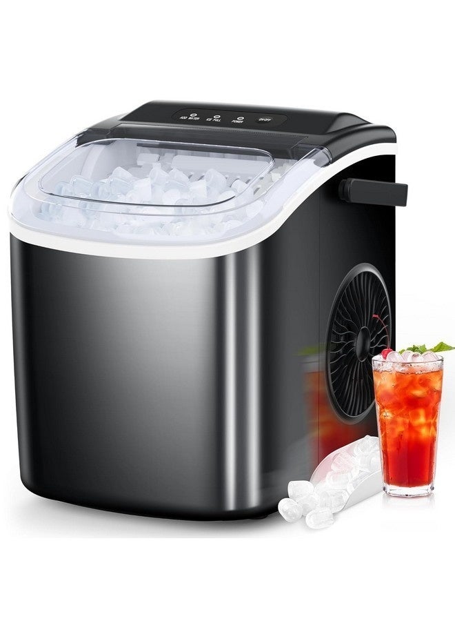 Valshar Ice Maker Countertop with Handle, Self-Cleaning Ice Maker with Scoop and Basket, 9 Cubes in 7-9 Mins, 12Kg/24H, 1.2L Water Tank, 0.6L Ice Basket Capacity, 95W, Portable Small Ice Machine for Home kitchen Office Party Black - Image 2