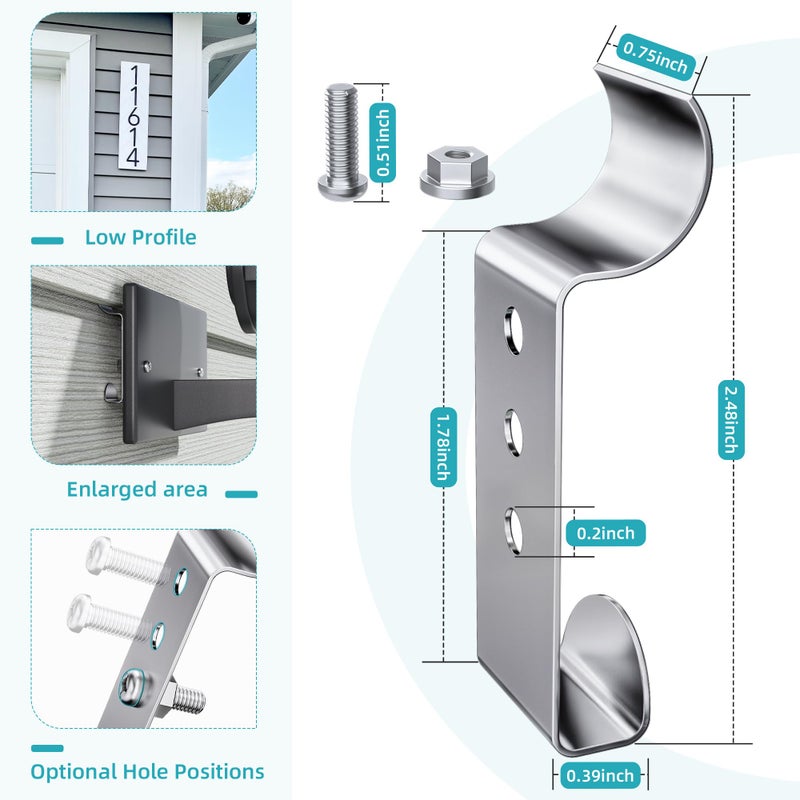 Amuille 10 Pack Vinyl Siding Clips, Vinyl Siding Screws Hooks for Hanging Outdoor Decors, No-Hole Siding Hanger Camera Mount Hook for Blink, Ring, Arlo, Doorbell, Plaques - Image 3