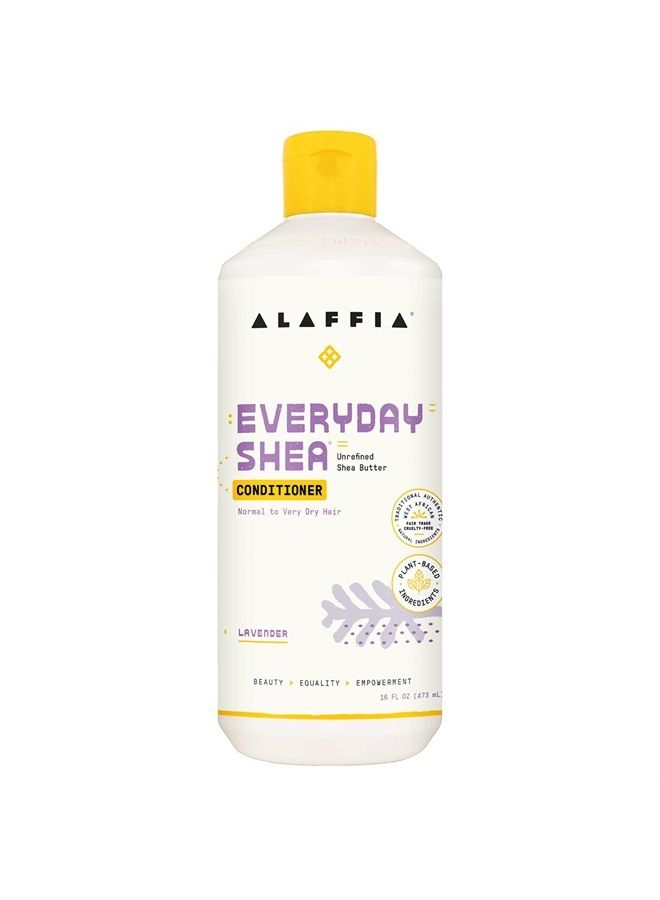 Alaffia EveryDay Shea Conditioner - Normal to Very Dry Hair, Moisturizing Support to Balance pH for Protected, Luxurious Locks with Shea Leaf and Butter, Fair Trade, Lavender, 16 Fl Oz - Image 1