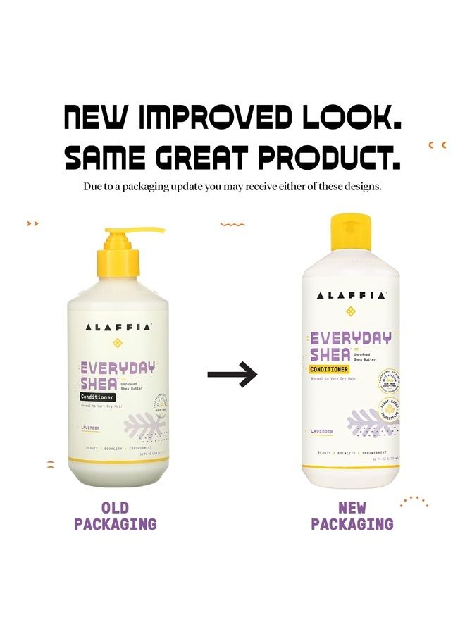 Alaffia EveryDay Shea Conditioner - Normal to Very Dry Hair, Moisturizing Support to Balance pH for Protected, Luxurious Locks with Shea Leaf and Butter, Fair Trade, Lavender, 16 Fl Oz - Image 2