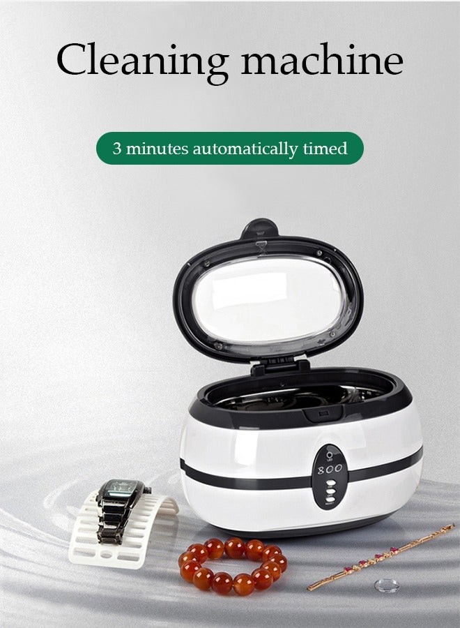 عام منظف فوق الصوتي، منظف محترف للمجوهرات آلة فوق صوتية مع حامل الساعة، سلة تنظيف للخواتم، المجوهرات، النظارات، الساعات، طقم الأسنان (600 مل)، منظف صوتي منخفض الطاقة 35 واط. - Image 4