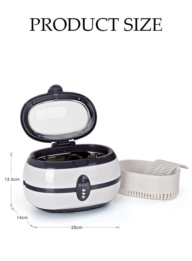 عام منظف فوق الصوتي، منظف محترف للمجوهرات آلة فوق صوتية مع حامل الساعة، سلة تنظيف للخواتم، المجوهرات، النظارات، الساعات، طقم الأسنان (600 مل)، منظف صوتي منخفض الطاقة 35 واط. - Image 2