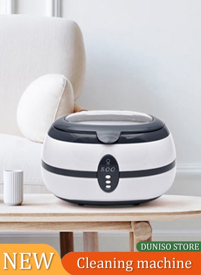 عام منظف فوق الصوتي، منظف محترف للمجوهرات آلة فوق صوتية مع حامل الساعة، سلة تنظيف للخواتم، المجوهرات، النظارات، الساعات، طقم الأسنان (600 مل)، منظف صوتي منخفض الطاقة 35 واط. - Image 1