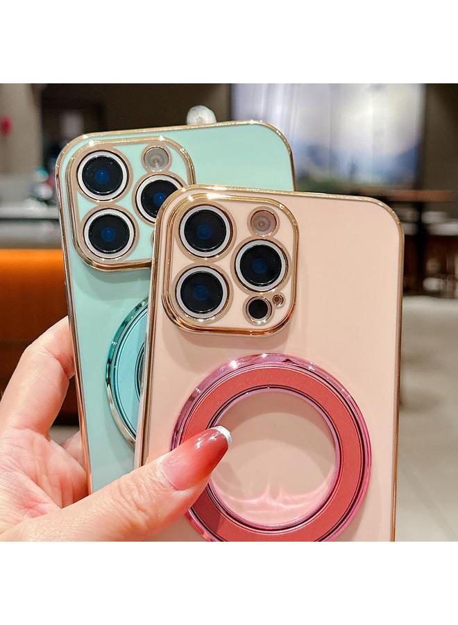 S-TOP Case For iPhone 15 Plus Solid Color Electroplated Metal Holder Phone Case - Image 3