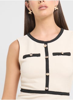 Ginger Knitted Contrast Trim Detail Dress  - Image 3