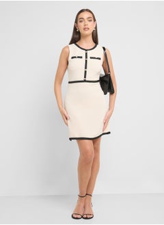 Ginger Knitted Contrast Trim Detail Dress  - Image 4