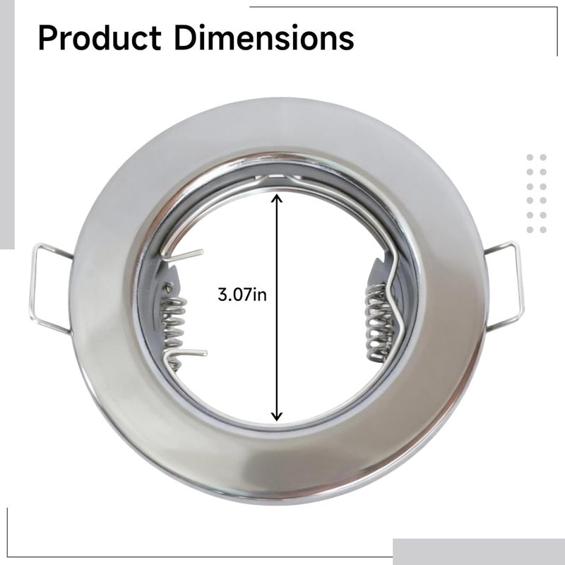 6 Pcs Gu10 Downlight Fitting, 3.1 in Recessed Housing Kit, Chrome Ceiling Spotlight with Connectors, Mr16 Compatible - Image 4
