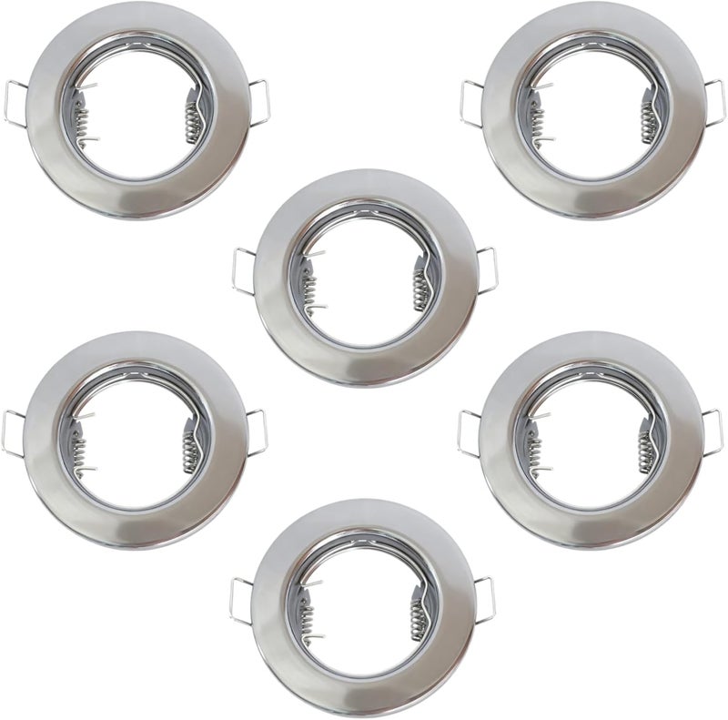 6 Pcs Gu10 Downlight Fitting, 3.1 in Recessed Housing Kit, Chrome Ceiling Spotlight with Connectors, Mr16 Compatible - Image 1