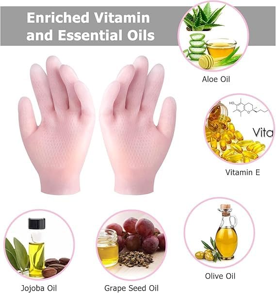 Generic KG Moisturizing Gloves Overnight Hand Care Touchscreen Compatible Reusable Hand Masks Moisturizing Glove Suitable for Dry Hands White Silicone Gloves for Men and Women Spa Gift 1 PAIR  - Image 4