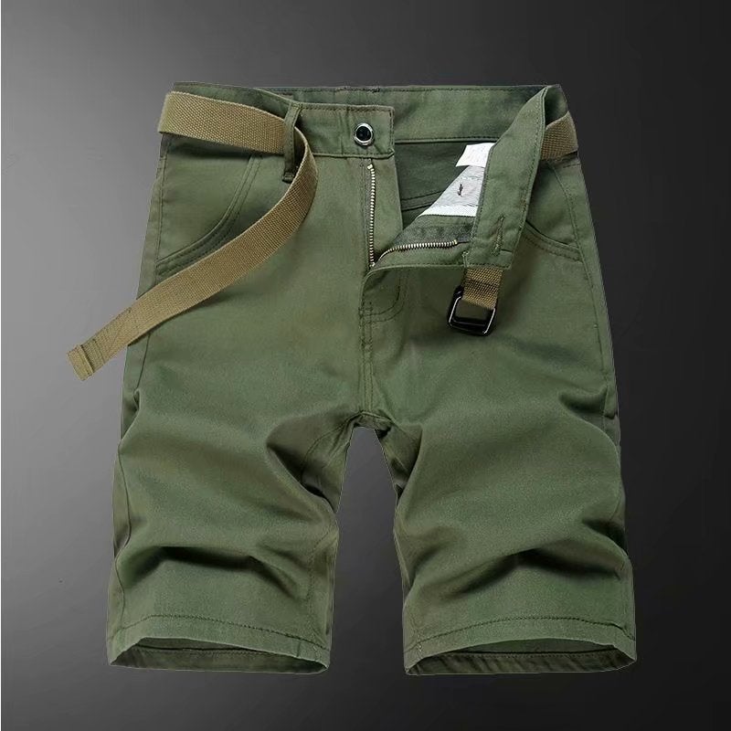 2025 Summer Solid Color Shorts Boys' Trendy Casual Straight-Leg Quarter Pants Slim Large Size Workwear Thin Medium Pants Trendy - Image 1