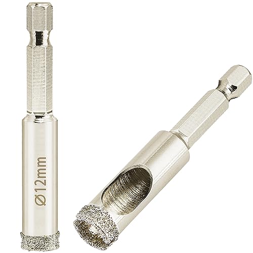 DaduoRi 1/2 inch Diamond Hole Saw, Wet Use, 1/2" Tile Hole Saw for Porcelain Tile Glass Granite Ceramic Marble Stone,12mm Drill bits x 2 Pack, Small (1/4" hex Shank) - Image 1