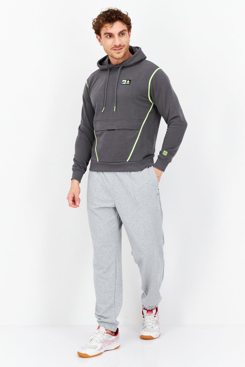 FILA Men Oversized Fit Long Sleeves Outdoor Hooded Sweatshirt, Grey - Image 3