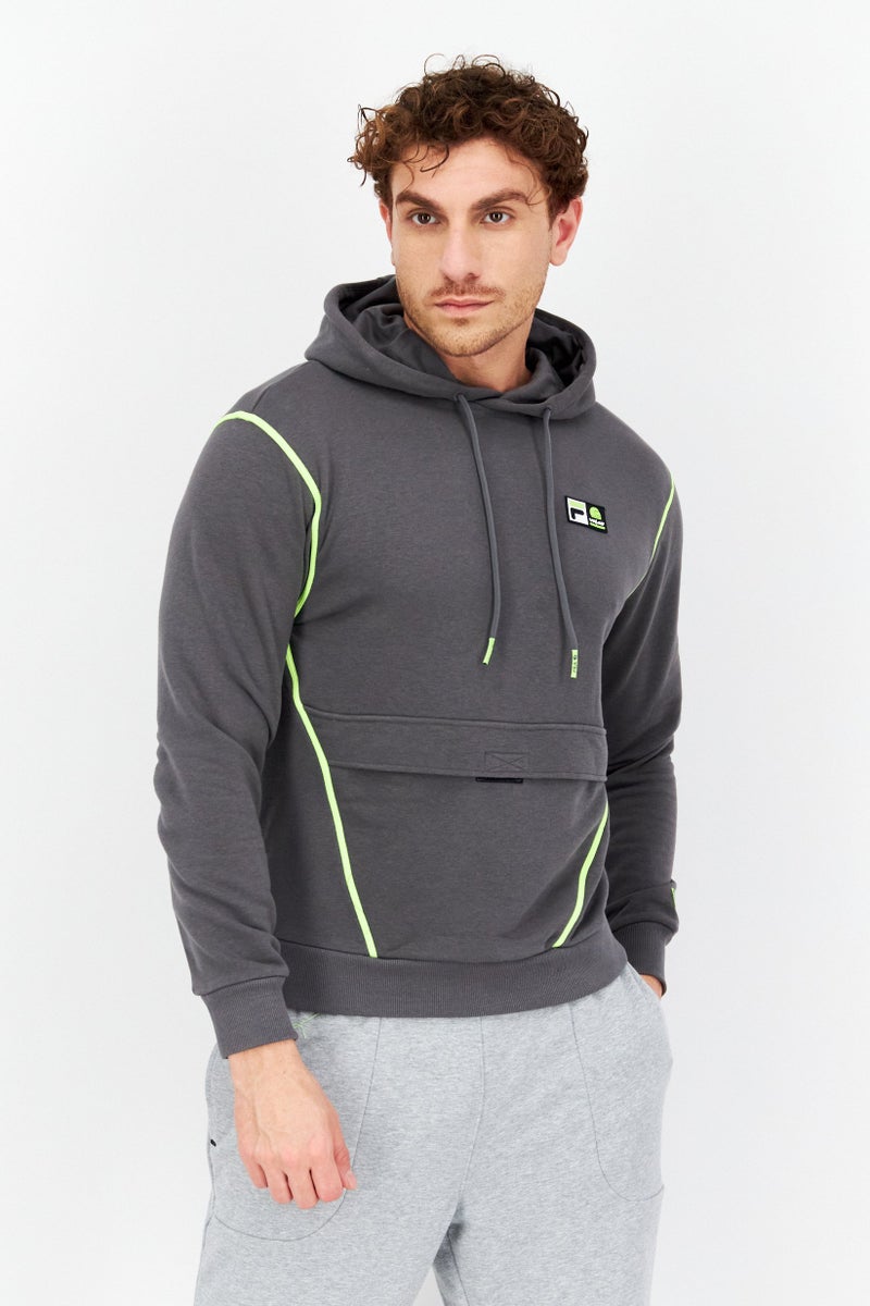 FILA Men Oversized Fit Long Sleeves Outdoor Hooded Sweatshirt, Grey - Image 1