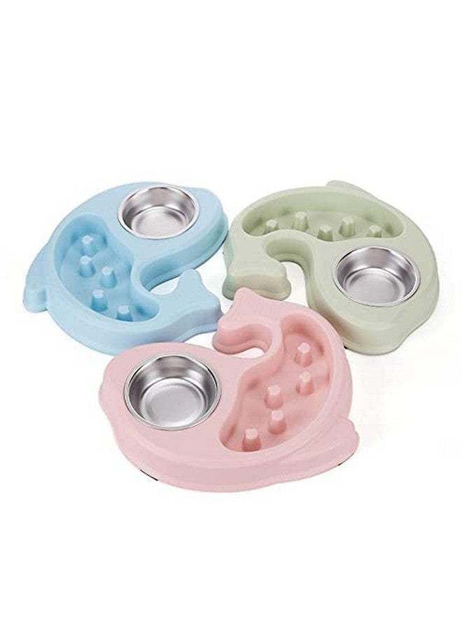 وعاء طعام مزدوج من الفولاذ المقاوم للصدأ للكلاب الأليفة، وعاء طعام بطيء بلاستيكي، وعاء طعام وشرب، حصائر مضادة للانزلاق، مثالي للجراء والكلاب الصغيرة/المتوسطة الحجم والقطط، قطعة واحدة - قد يختلف اللون - Image 1