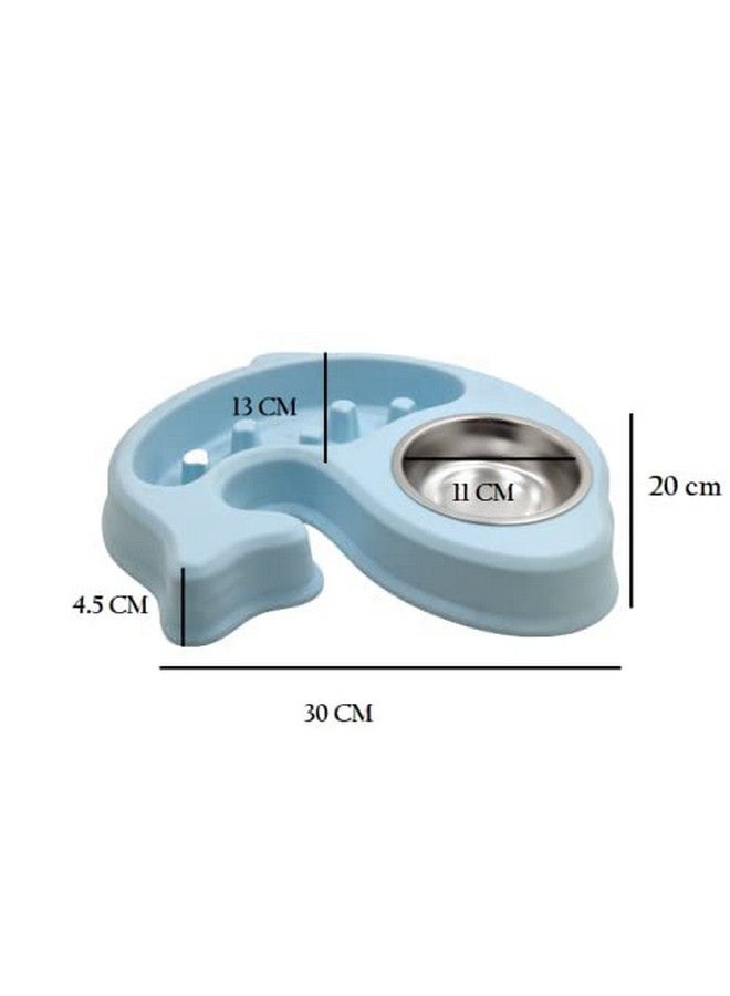 وعاء طعام مزدوج من الفولاذ المقاوم للصدأ للكلاب الأليفة، وعاء طعام بطيء بلاستيكي، وعاء طعام وشرب، حصائر مضادة للانزلاق، مثالي للجراء والكلاب الصغيرة/المتوسطة الحجم والقطط، قطعة واحدة - قد يختلف اللون - Image 3