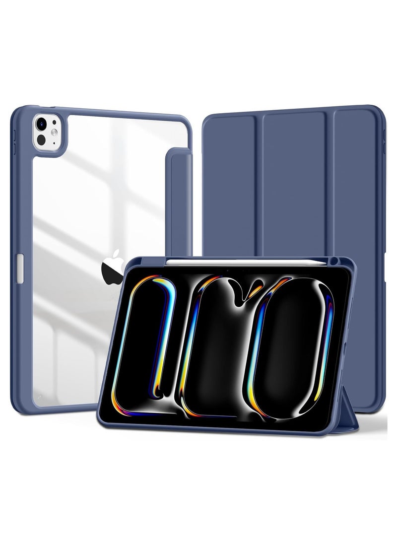 Generic - Compatible with iPad Pro 11 Inch Case 2024 (M4, 5th Gen) with Pencil Holder, Clear Transparent Back for iPad 11 Pro Case, Support Pencil Pro and Pencil (USB-C) Auto Wake/Sleep (Blue) - Image 1