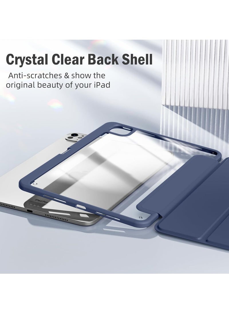 Generic - Compatible with iPad Pro 11 Inch Case 2024 (M4, 5th Gen) with Pencil Holder, Clear Transparent Back for iPad 11 Pro Case, Support Pencil Pro and Pencil (USB-C) Auto Wake/Sleep (Blue) - Image 1