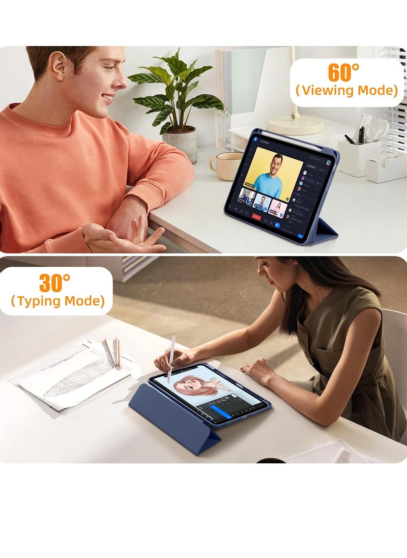 Generic - Compatible with iPad Pro 11 Inch Case 2024 (M4, 5th Gen) with Pencil Holder, Clear Transparent Back for iPad 11 Pro Case, Support Pencil Pro and Pencil (USB-C) Auto Wake/Sleep (Blue) - Image 1