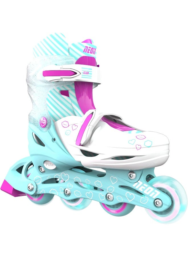 Yvolution زلاجات يوفولوشن 4 قابلة للتعديل بأحجام مختلفة مع عجلات مضيئة للفتيات والفتيان للأطفال زلاجات خطية وزلاجات رباعية (12-2 أو 3-6 أمريكي) - Image 2