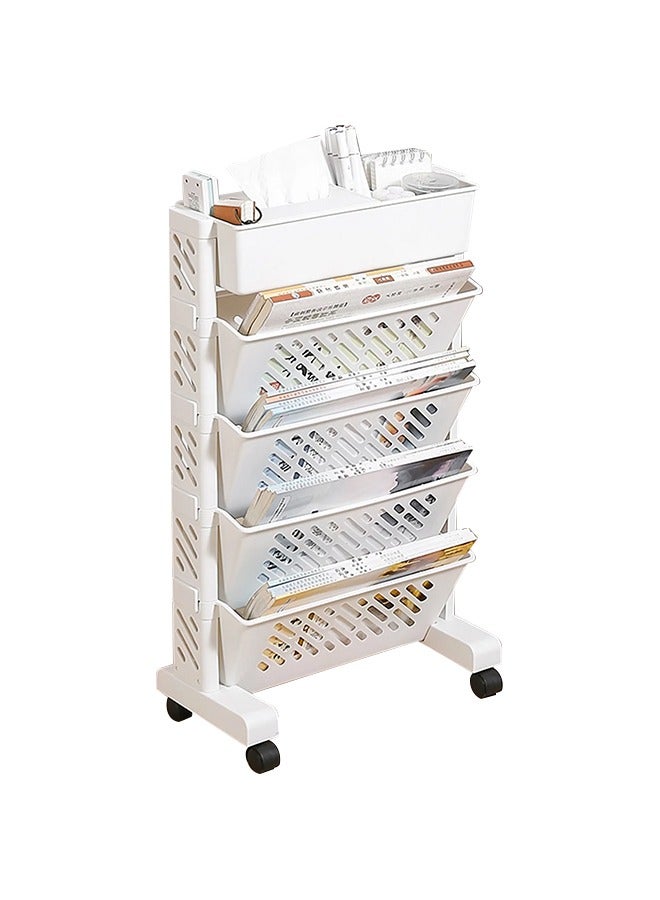 Generic 5-Layer Storage Cart, Rolling Utility Cart, Multifunctional Movable Bookshelf, Kitchen Cart, Suitable for Store Books, Posters, Household Items - Image 1