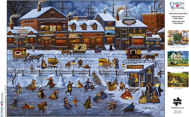 Buffalo Games â€“ Charles Wysocki - Bostonians and Beans- 1000 Piece Christmas Jigsaw Puzzle - Festive Holiday Puzzles for Adults â€“ Precision-Cut Pieces, Winter Artwork Relaxing Fun - Image 5