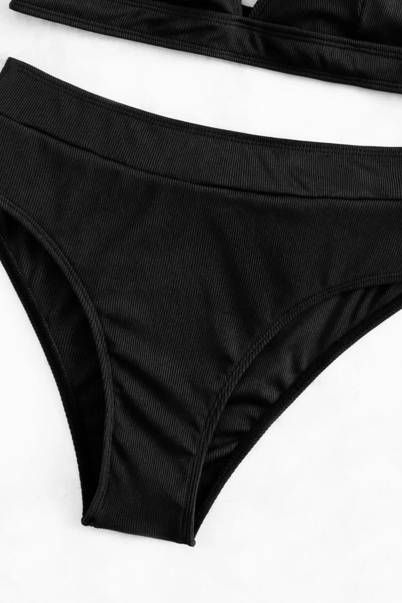 Angelsin Adjustable Strap Triangle Design High Waist Bikini Set