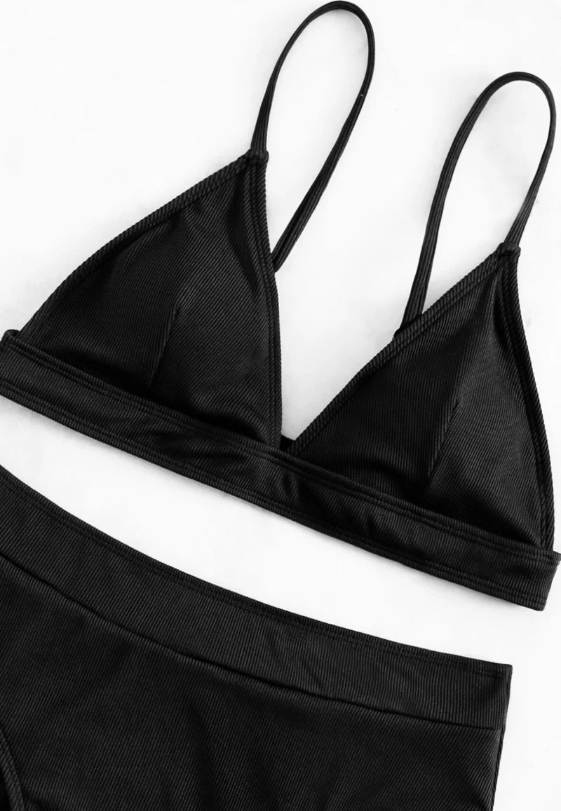 Angelsin Adjustable Strap Triangle Design High Waist Bikini Set