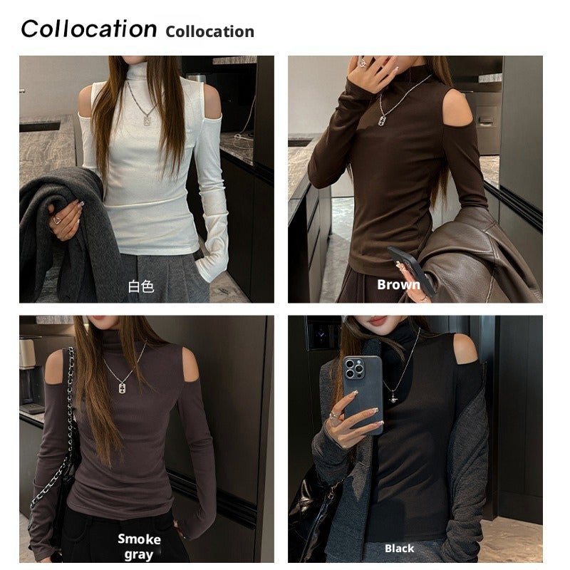 Women's Tencel Blend Mock Neck Slim Fit Long Sleeve T-Shirt - Image 2