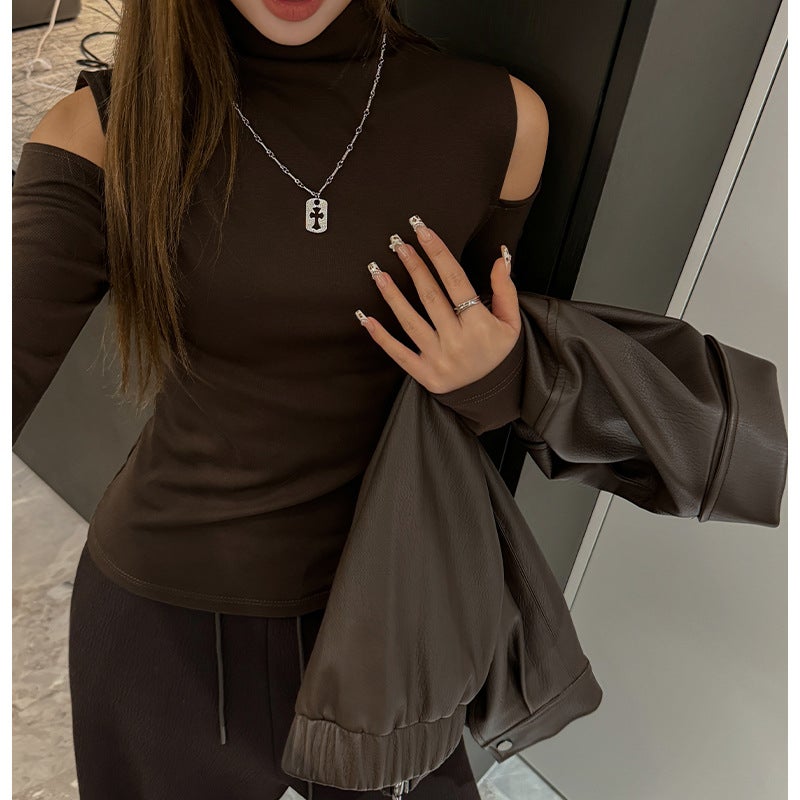 Women's Tencel Blend Mock Neck Slim Fit Long Sleeve T-Shirt - Image 3
